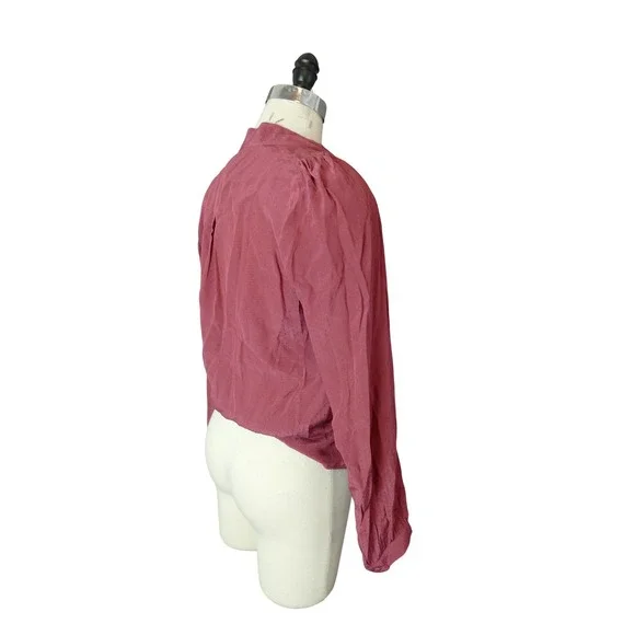 Sezane Abelia Wrap Blouse Top Burgundy‎ Plum Long Sleeve Size 36 Dot Print
